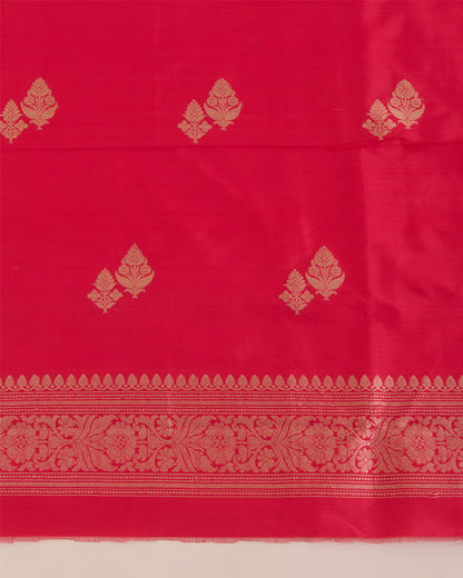 Tomato Pink Pure Silk Hand Woven Suit with Dupatta