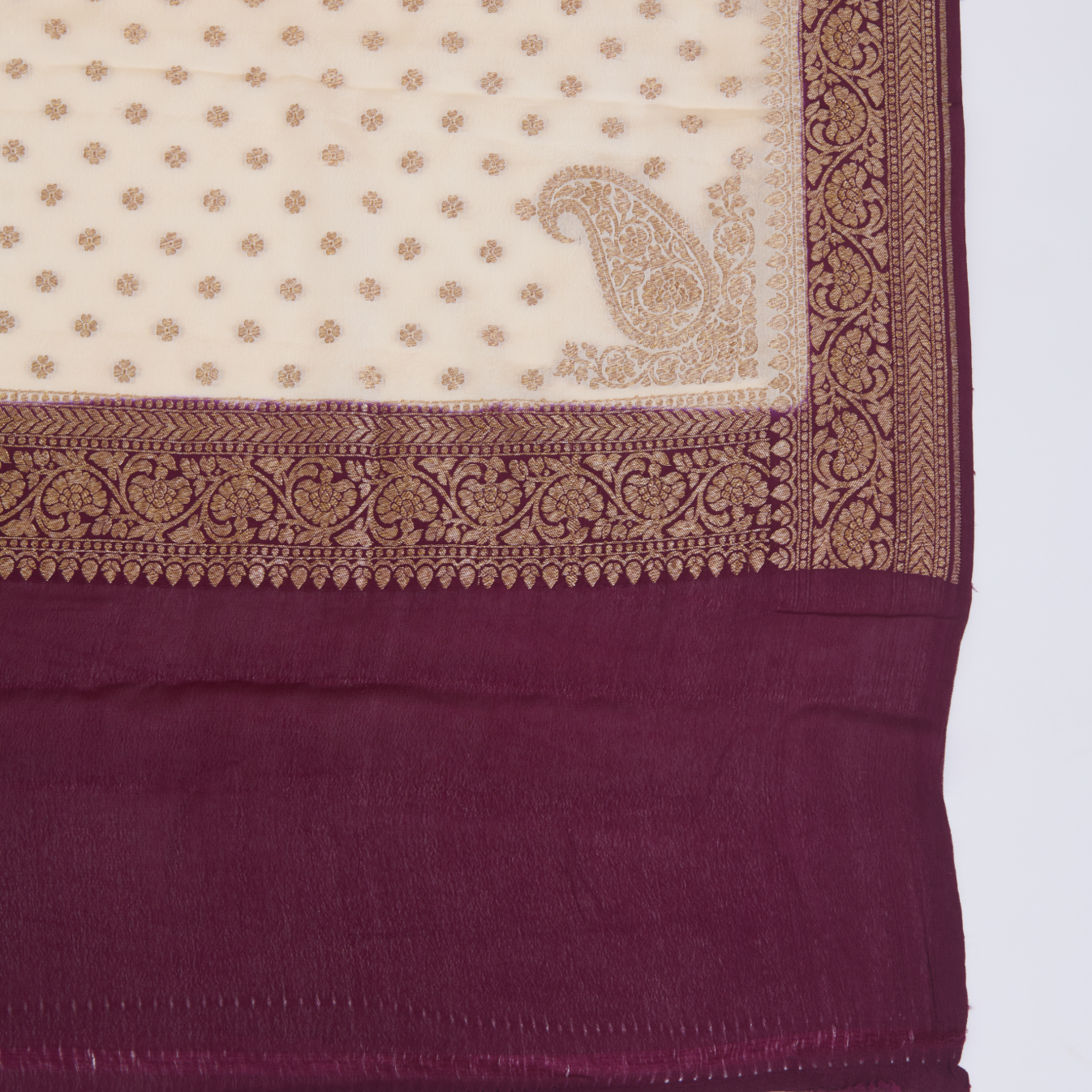 Wine Pure Crepe Hand Woven Kurta with Shaded Georgette Dupatta