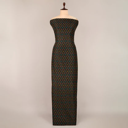 Raw Silk Ikat Fabric in Black for garments