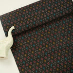 Black Raw Silk Ikat Fabric