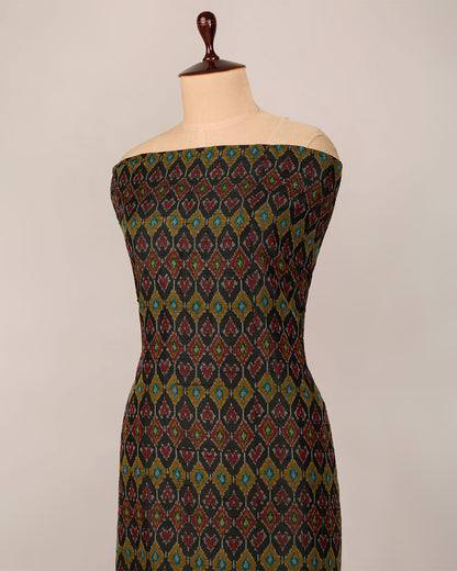 Charcoal Raw Silk Ikat Fabric