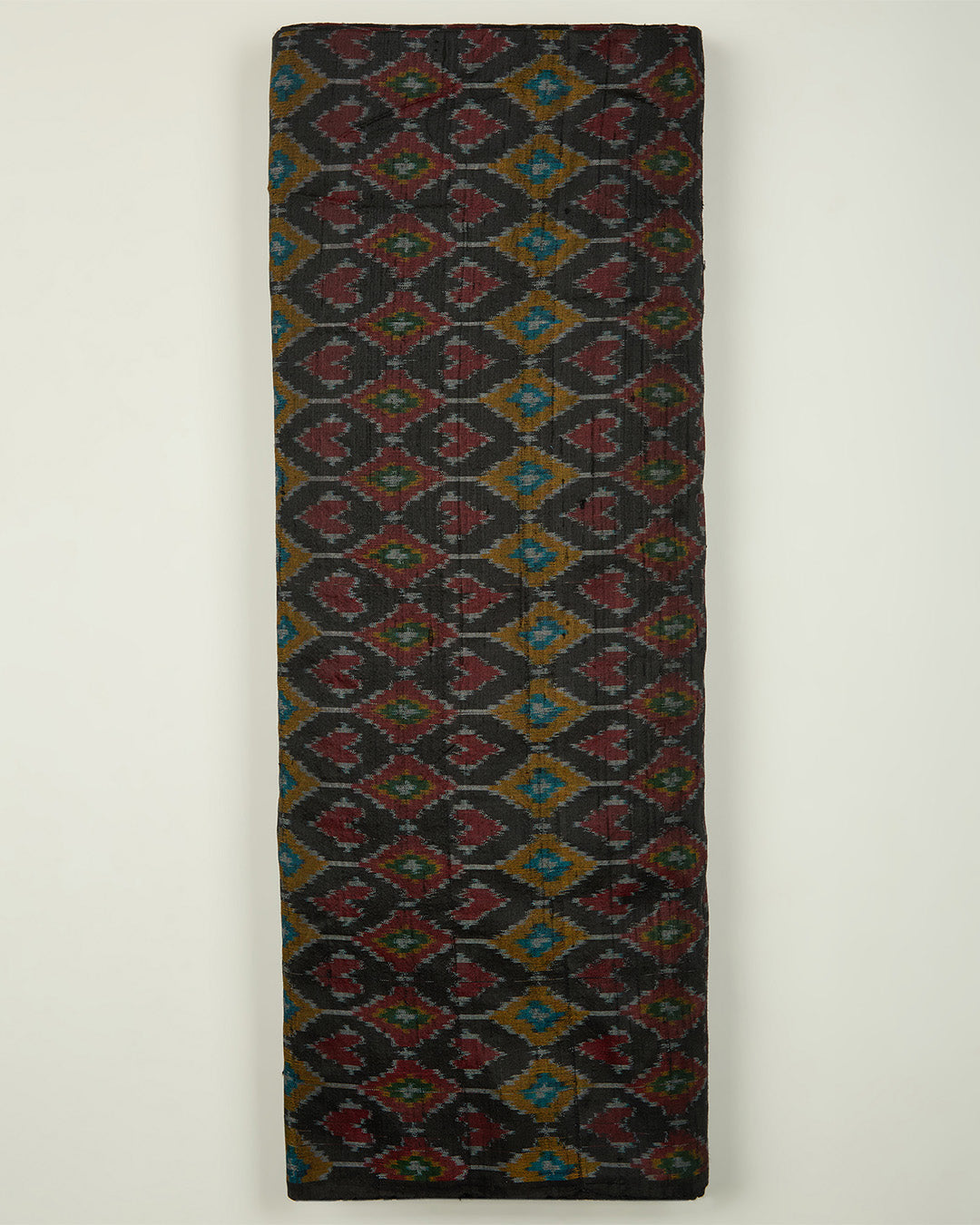 Charcoal Raw Silk Ikat Fabric