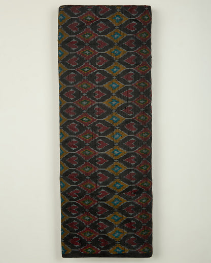 Charcoal Raw Silk Ikat Fabric