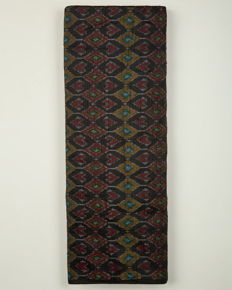 Charcoal Raw Silk Ikat Fabric