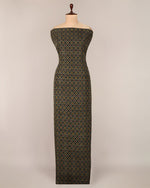 Black-Grey Raw Silk Ikat Fabric