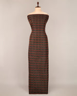 Black Multicolor Raw Silk Ikat Fabric