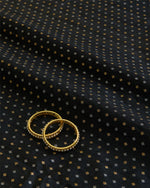 Black Raw Silk Fabric with Gold & Silver Diamond Weave