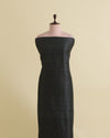 Black Raw Silk Fabric with Gold & Silver Diamond Weave