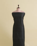Black Raw Silk Fabric with Gold & Silver Diamond Weave