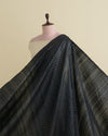 Black Raw Silk Fabric with Gold & Silver Diamond Weave