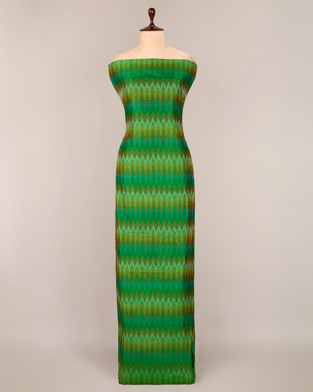 Green Raw Silk Ikat Fabric