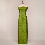 Mehendi Green Raw Silk Ikat Fabric for clothing