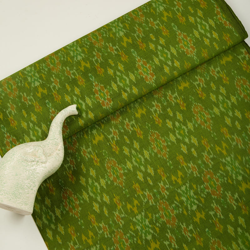 Mehendi Green Raw Silk Ikat Fabric