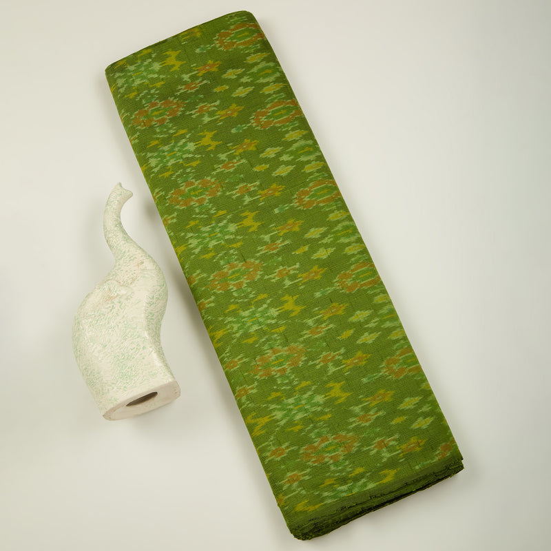 Mehendi Green Raw Silk Ikat Fabric