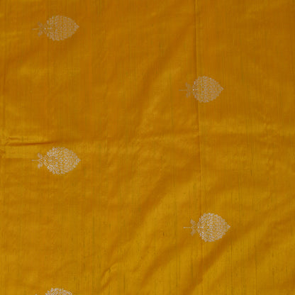 Mustard Raw Silk Handloom Mina Butta Fabric