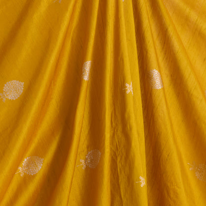 Mustard Raw Silk Handloom Mina Butta Fabric