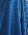 Raw Silk Midnight Blue Fabric with Silver Zari Strips & Satin Border