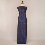 Navy Blue Raw Silk Ikat Fabric for garments