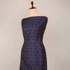 Navy Blue Raw Silk Ikat Fabric