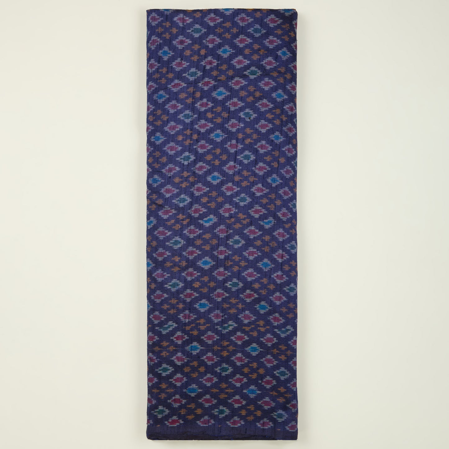 Navy Blue Raw Silk Ikat Fabric