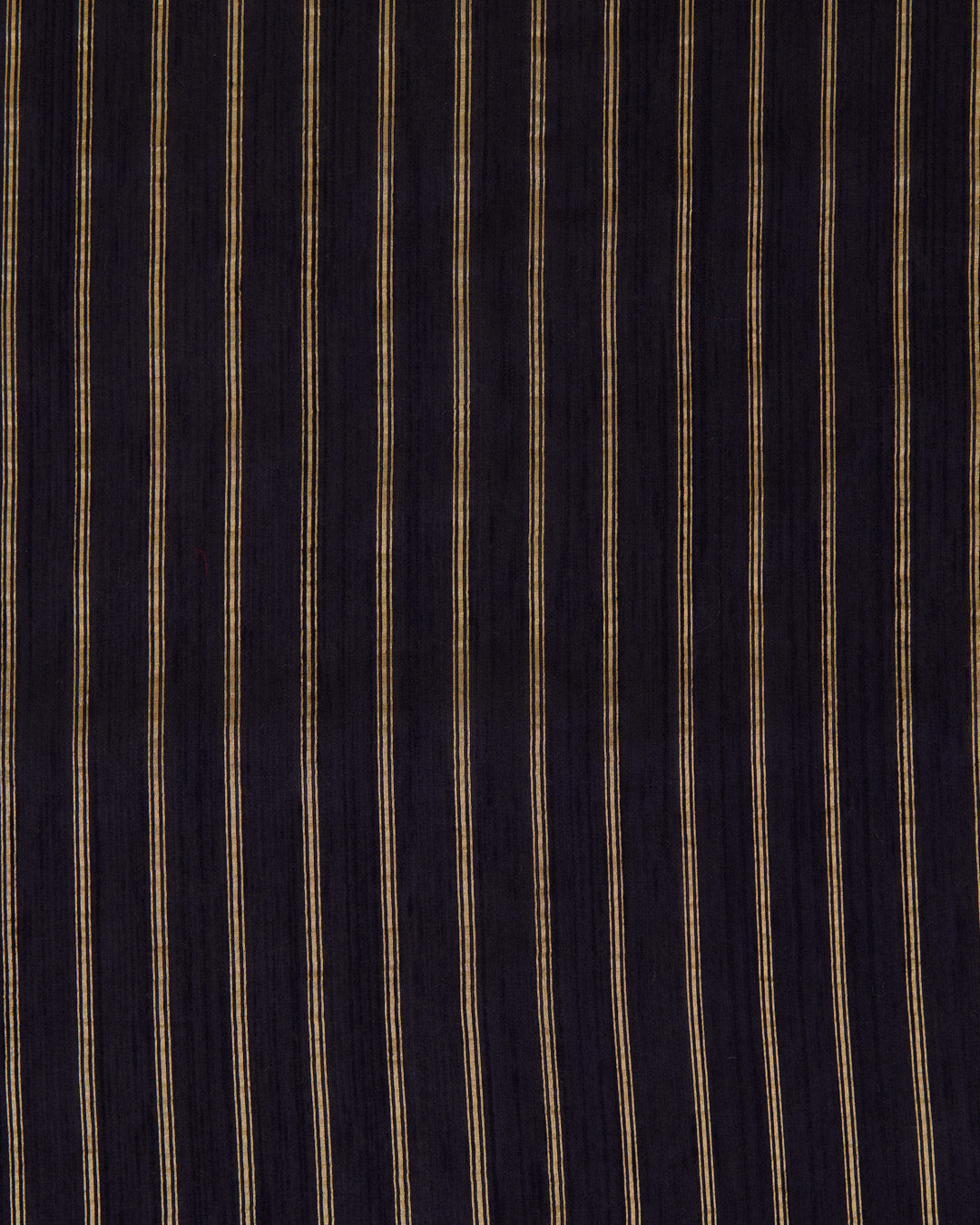 Navy Blue Raw Silk Fabric with Gold Stripes