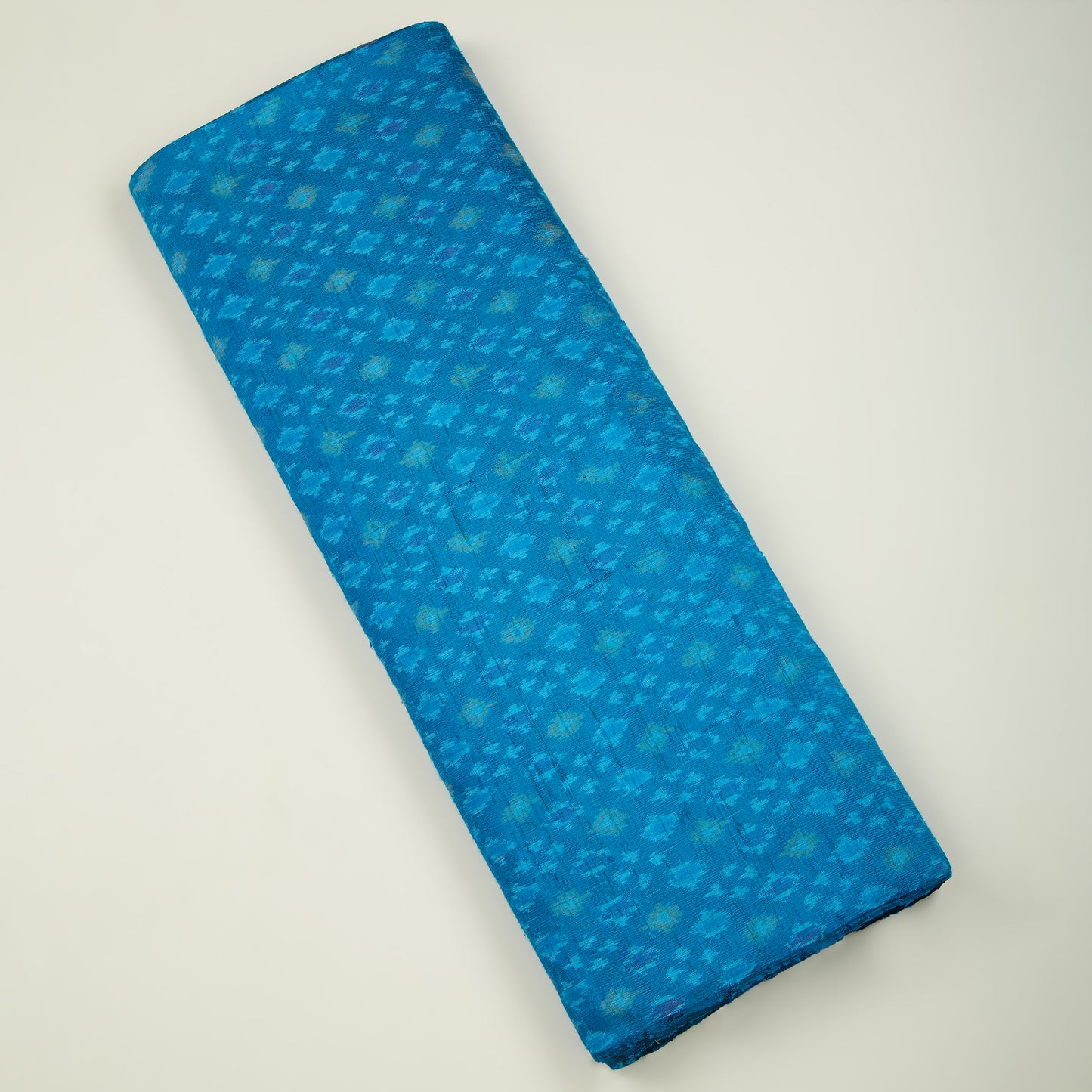 Peacock Blue Raw Silk Ikat Fabric