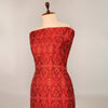 Red Raw Silk Ikat Fabric