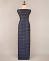 Navy Blue Raw Silk Ikat Fabric