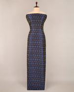 Navy Blue Raw Silk Ikat Fabric