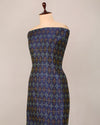 Navy Blue Raw Silk Ikat Fabric