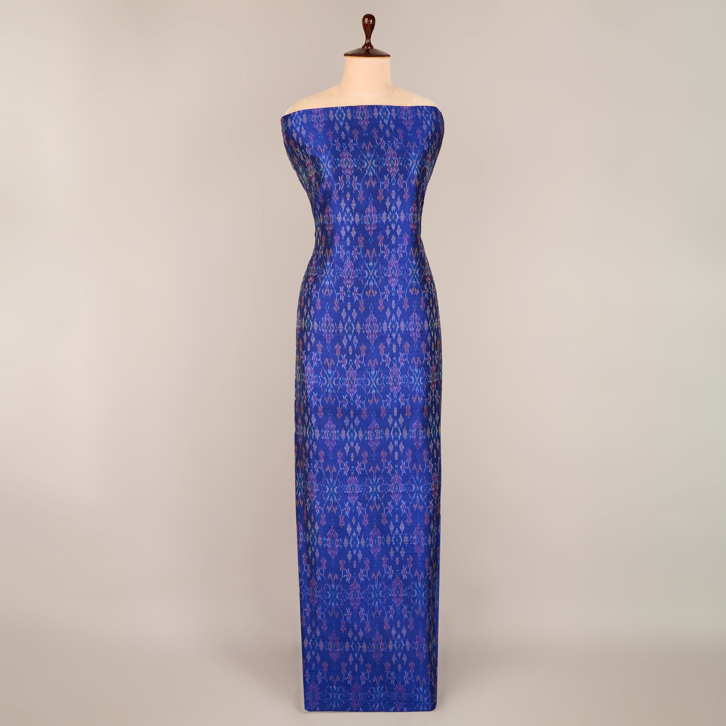 Royal Blue Raw Silk Ikat Fabric for occasion wear