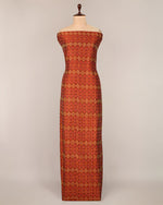 Red Raw Silk Ikat Fabric