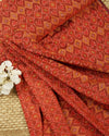 Red Raw Silk Ikat Fabric