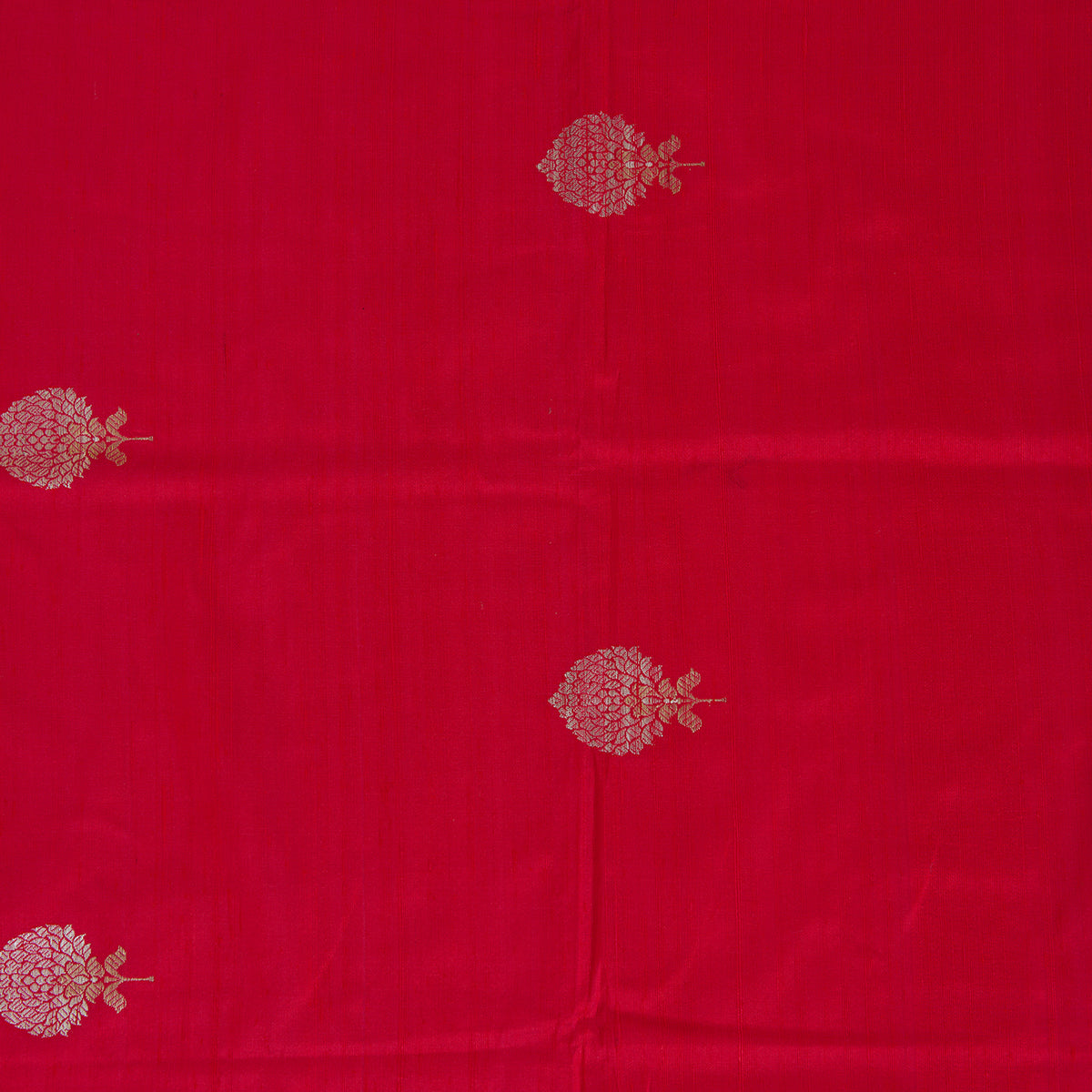 Red Raw Silk Handloom Mina Butta Fabric