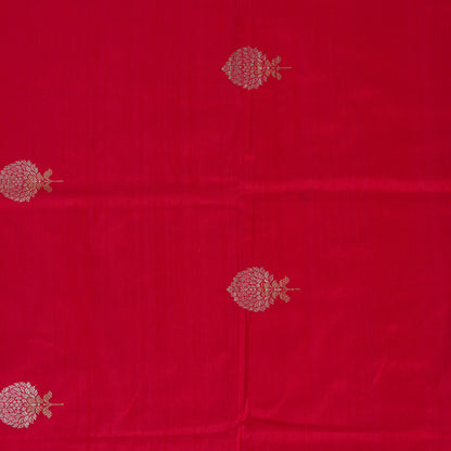 Red Raw Silk Handloom Mina Butta Fabric