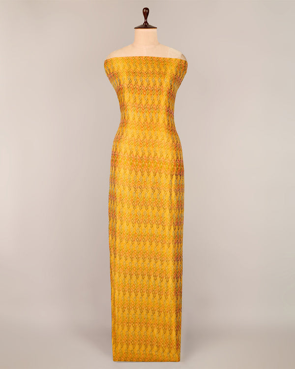 Yellow Raw Silk Ikat Fabric