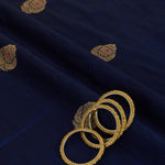 Navy Blue Raw Silk Handloom Mina Butta Fabric