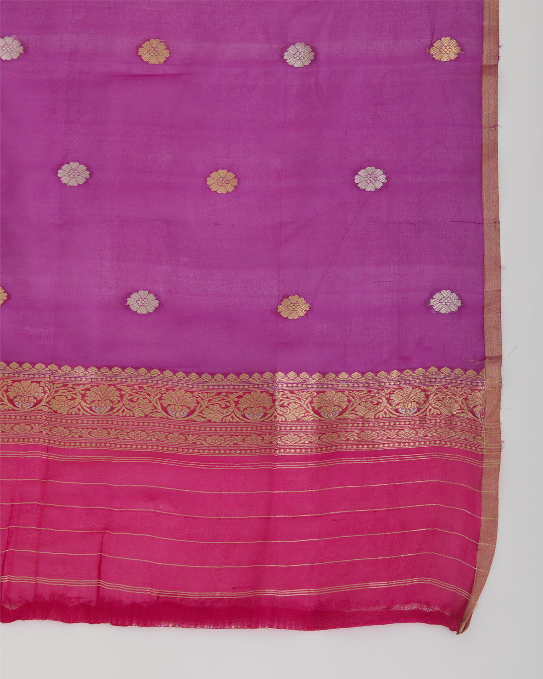 Magenta Raw Silk Suit with Woven Butta Kurta and Organza Dupatta