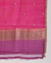 Rani Pink Raw Silk Suit with Woven Butta Kurta and Organza Dupatta