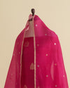 Rani Pink Raw Silk Suit with Woven Butta Kurta and Organza Dupatta
