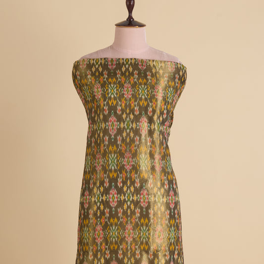 Antique Gold Silk Tissue Ikat Patola Fabric