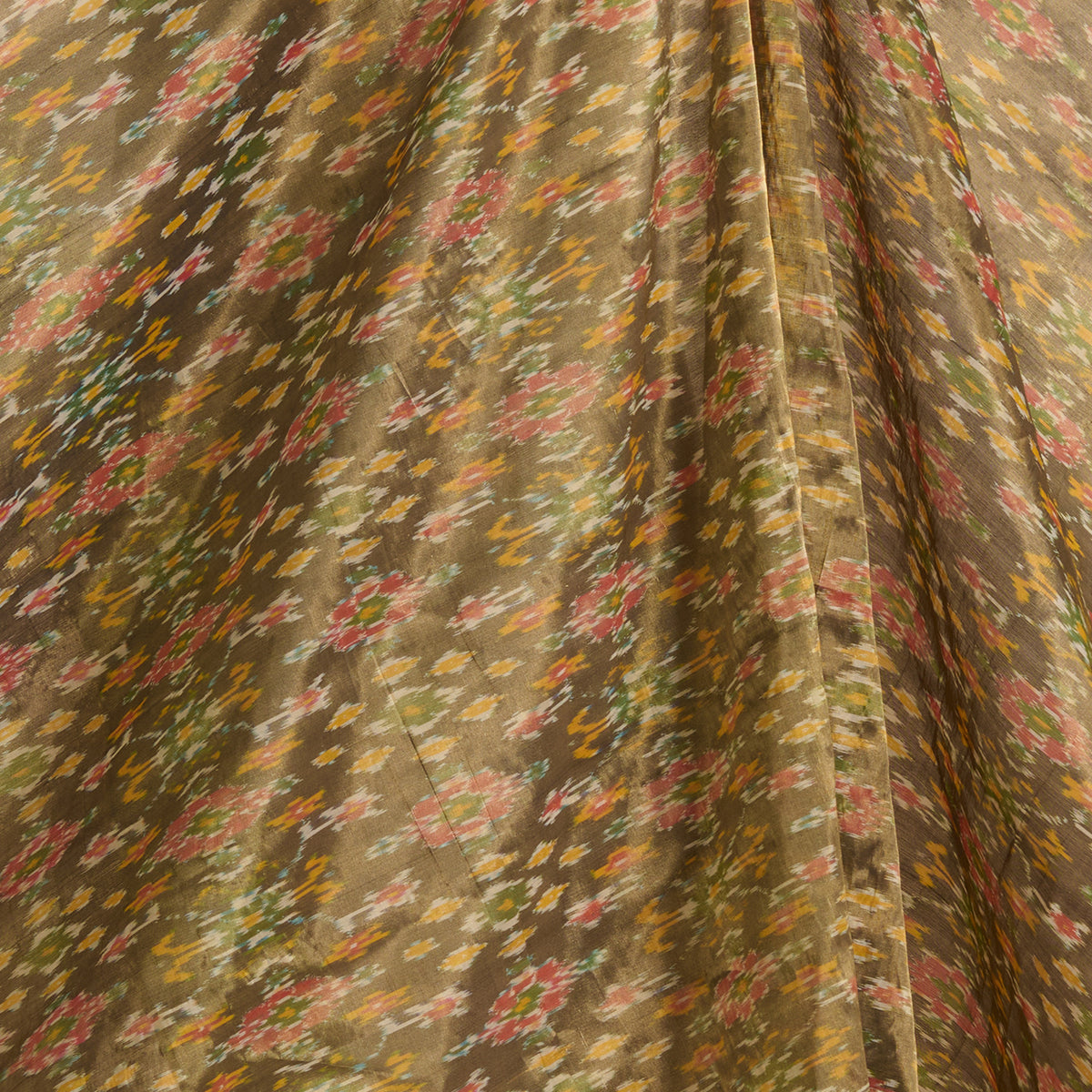 Antique Gold Silk Tissue Ikat Patola Fabric