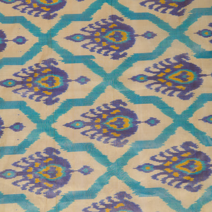 Beige Silk Tissue Ikat Patola Fabric