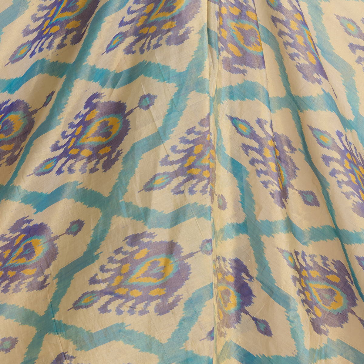 Beige Silk Tissue Ikat Patola Fabric