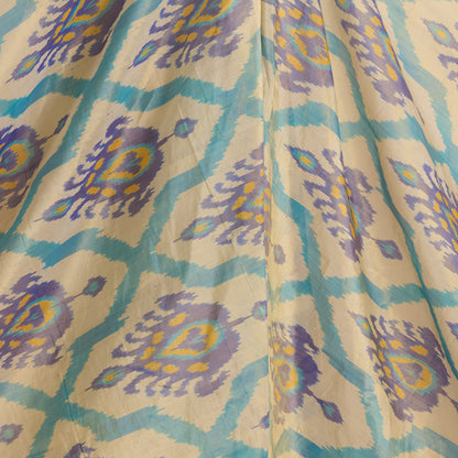 Beige Silk Tissue Ikat Patola Fabric