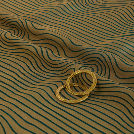 Bottle Green Silk Brocade Gold Geometric Woven Fabric