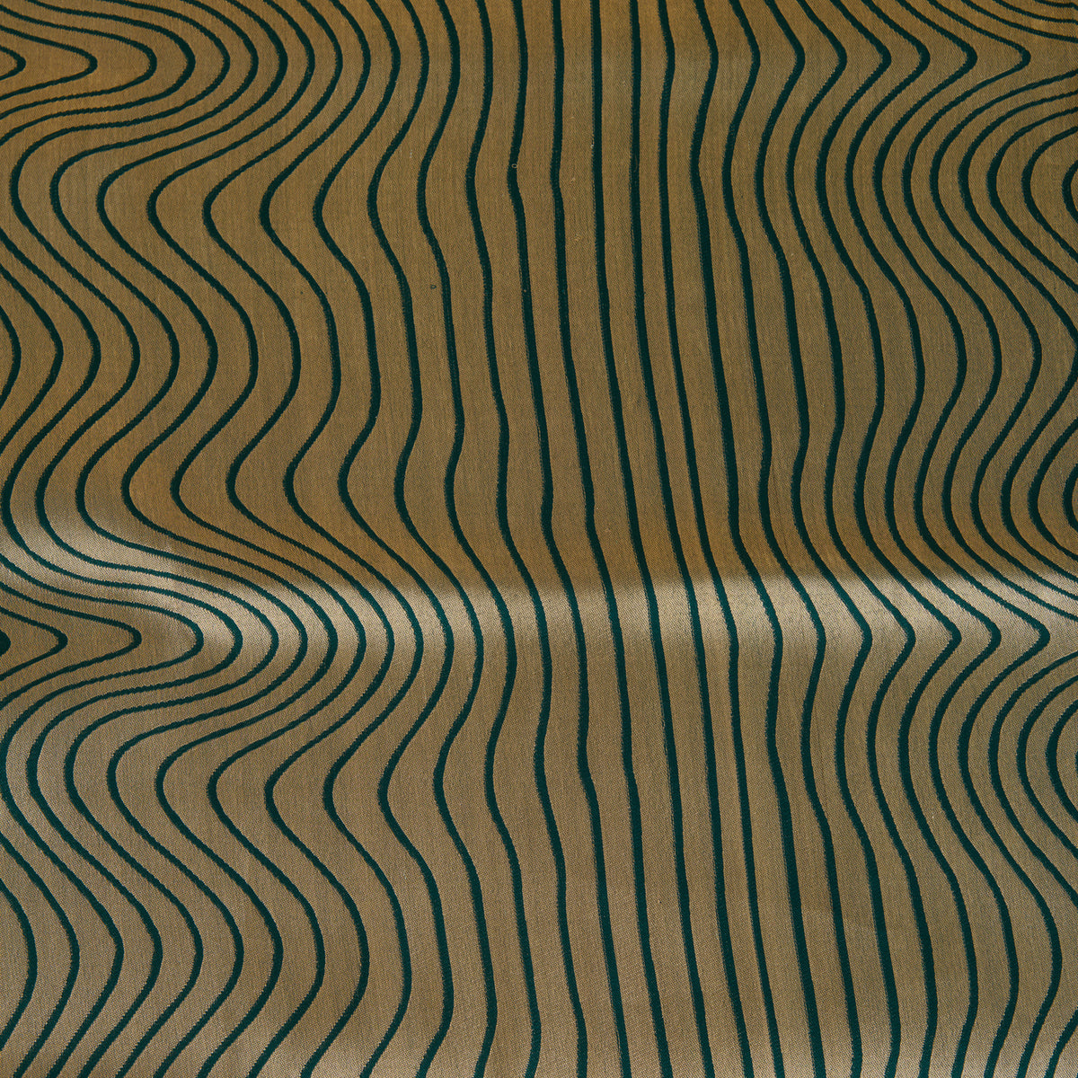 Bottle Green Silk Brocade Gold Geometric Woven Fabric