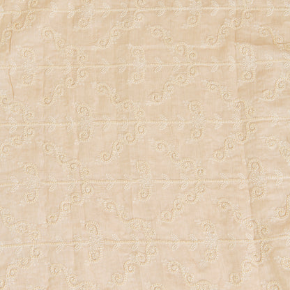 Beige Spun Tussar Thread & Cut-Dana Jaal Embroidered Fabric