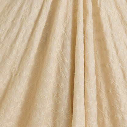 Beige Spun Tussar Thread & Cut-Dana Jaal Embroidered Fabric