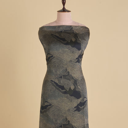 Black Satin Silk Abstract Printed Fabric